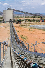 Platinum Mining and Processing of ore, Piles of ore rock being moved and stored