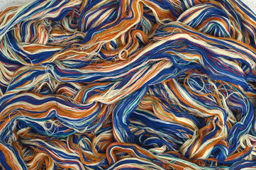 Colorful thread raw material for textile abstract background