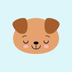 Fototapeta premium Cartoon cute sleeping puppy, drawing for kids. Vector illustration. Flat style