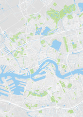 City map Rotterdam, color detailed plan, vector illustration - obrazy, fototapety, plakaty