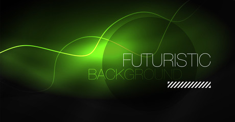 Neon lines wave background. Abstract composition