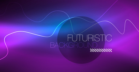 Glowing abstract wave on dark, shiny motion, Christmas and New Year magic space light. Techno abstract background