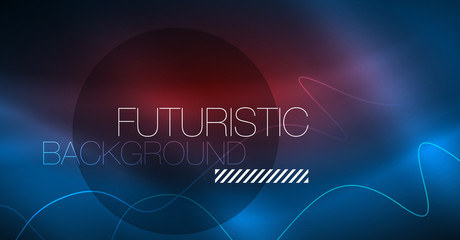 Glowing abstract wave on dark, shiny motion, Christmas and New Year magic space light. Techno abstract background