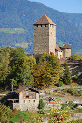 The keep (tower) of Tyrol Castle in Tirolo, South Tyrol, Italy