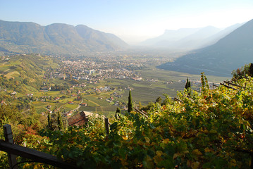A view of the Adige valley from Merano to Bolzano, South Tyrol, Italy