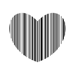 Striped heart. Bar code heart.