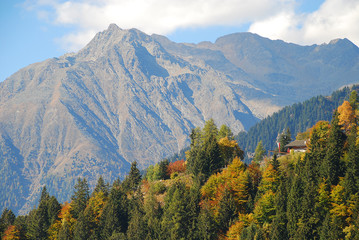 Panorama view on valleys and mountains (Texel Group) in the italian alps