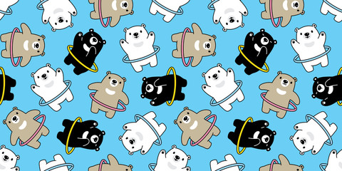 Obraz premium Bear seamless pattern vector Hula Hoop sport polar bear cartoon scarf isolated tile background repeat wallpaper illustration