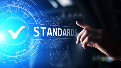 Standard. Quality control. ISO certification, assurance and guarantee. Internet business technology concept.