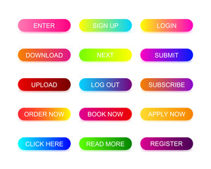 Fototapeta premium Web buttons flat design with colorful trendy gradient.