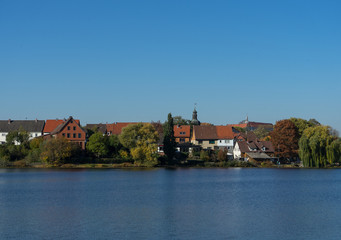 View to the lake called Juessee in the german city Herzberg im Harz