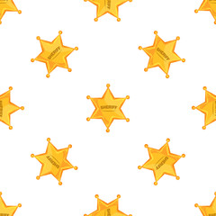 Fototapeta na wymiar Sheriffs Star Seamless Pattern Background. Vector Illustration.