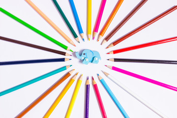 Карандаши лежат как лучи солнца.