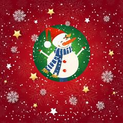 Seamless pattern with snowman. Holiday wallpaper for greeting cards,banners,gift paper.Vector illustration