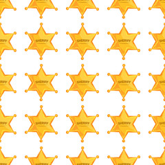 Sheriffs Star Seamless Pattern Background. Vector Illustration.