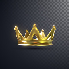 Golden crown isolated on transparent background