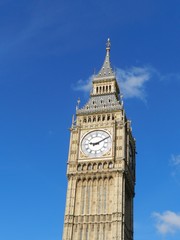 Fototapeta na wymiar The Big Ben, London. United Kingdom. Blue sky.