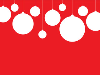 White baubles on the red background.