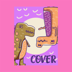 cute dinosaur drawn as vector for kids fashion – Vector