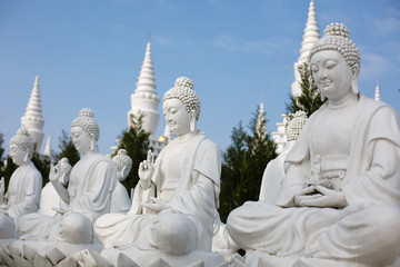The beautiful white pagoda is under the blue sky - 239153248