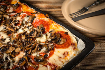 Tasty homemade pizza.