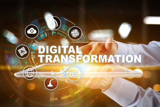 Digital transformation, Concept of digitization of business processes and modern technology.