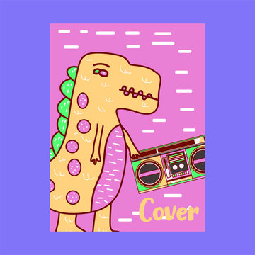 cute dinosaur drawn as vector for kids fashion – Vector