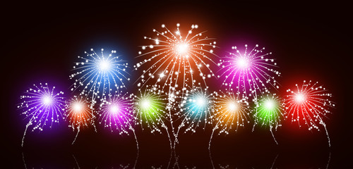 Naklejka premium pyrotechnics night show