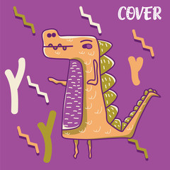 cute dinosaur illustration as vector for baby tee print - Vector