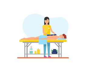 Massage Using Hot Stones Icon Treatment Vector