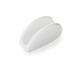 Empty ceramic napkin holder on white background