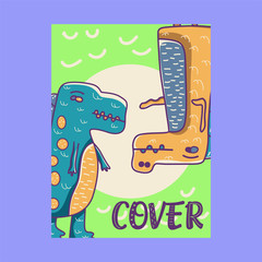 Hand drawn cute card with Dinosaur