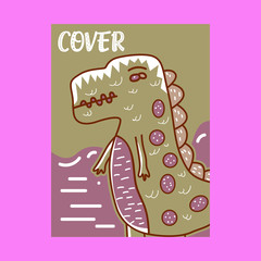 Hand drawn cute card with Dinosaur