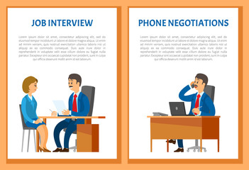 Job Interview and Phone Negotiations Vector