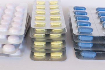 Blisters in piles, various tablets