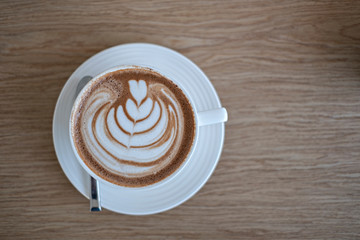 Cup of coffee latte art.