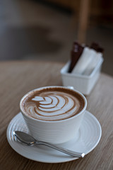 Cup of coffee latte art.