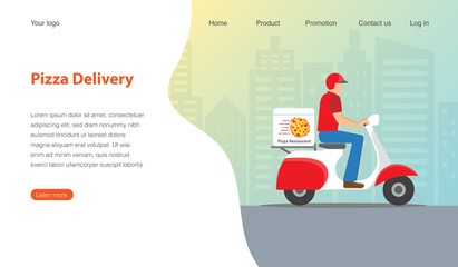 Website template design for pizza restaurant. Modern design for pizza delivery concept.