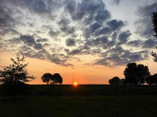 Sunrise behind the dike in Zeewolde