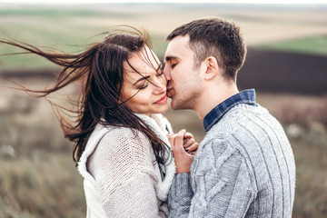 Fototapeta premium Romantic happy couple enjoy spending time together outdoor.