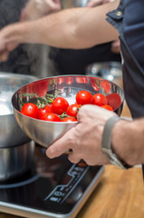 Cherry tomatoes cooking