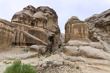 Djinn Blocks  near the road leading to Petra - the capital of the Nabatean kingdom in Wadi Musa...