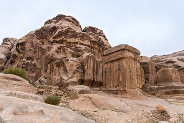 Djinn Blocks  near the road leading to Petra - the capital of the Nabatean kingdom in Wadi Musa...