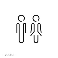male female bathroom icon, line sign on white background - editable vector illustration eps10