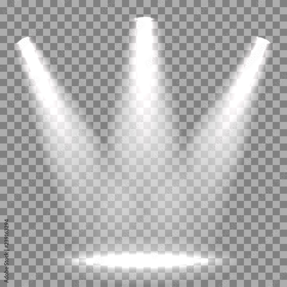 Poster illuminated spotlight on transparent background – stock vector