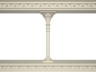 Ancient colonnade isolated on a white