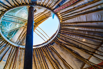 Roof of Mongolian Ger can open for good ventilation