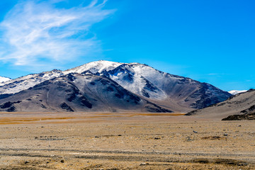 Natural landscape of western Mongolia with the beautiful snow mountain