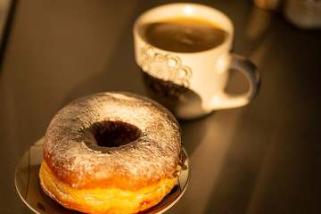 donut and coffee in the morning