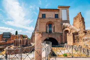 Palatine hill ancient ruins in Rome, Italy